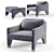 Luxurious Kelly Hoppen Lyndon Armchair, Velvet Upholstery 3D model small image 1