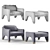 Luxurious Kelly Hoppen Lyndon Armchair, Velvet Upholstery 3D model small image 2