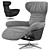 Natuzzi Ilia Armchair: Black Leather, Brown Velvet, Grey Velvet 3D model small image 1