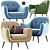 Elegant Capella Armchair: Modern Design with Varying Leg Heights 3D model small image 1