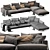 Modern Flexform Campiello Chaise Lounge 3D model small image 3