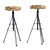 Rustic Adjustable Steel Bar Stool 3D model small image 1