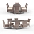Modern Brown Outdoor Dining Set 3D model small image 1