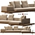 Contemporary Dock Sofa: B&B Italia 3D model small image 1