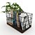 Rustic Metal & Wood Basket with Books and Ivy 3D model small image 1