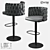 Industrial Metal and Faux Leather Bar Stool 3D model small image 1