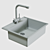 Elegant Black Kitchen Sink Set 3D model small image 3