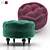 Elegant Tufted Velvet Ottoman 3D model small image 1