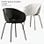 Modern Poppy Plastic Chair in Black and White 3D model small image 1