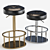 Thibault Black Leather Bar Stool 3D model small image 1