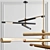 Sleek Bronze 3-Light Chandelier 3D model small image 1
