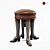 Glamorous Leather & Wood Stool 3D model small image 1