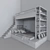 Double Decker Bunk Bed with Bookshelves 3D model small image 5