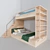 Double Decker Bunk Bed with Bookshelves 3D model small image 7