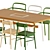 Modern Bamboo Dining Set 3D model small image 3