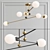 Elegant Jesi Pendant Light: Metal & Glass, Black/Gold Frame, Milky Glass Shades 3D model small image 3