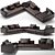 Ultra-Comfort Black Sofa Set 3D model small image 1