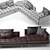 Ultra-Comfort Black Sofa Set 3D model small image 5