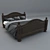 Elegant Wooden Bed 3D model small image 1