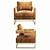 Luxury Cognac Velvet Chair 3D model small image 2