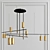 Minimalist Metal Chandelier with Rotating Golden Shades 3D model small image 1