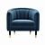Elegant Juno Fluted Velvet Chair 3D model small image 2