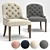 Elegant Lorraine Tufted Chair 3D model small image 1