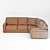 Frank Angular Leather Sofa 3D model small image 2