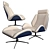 Elegant Leather Armchair & Pouf 3D model small image 1