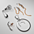 Elegant Silver Earrings Set 3D model small image 1