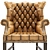 Vintage Leather Wingback Chair 3D model small image 3