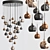 Dar Aurelia Cluster Pendant: Copper & Bronze, 30 Lights 3D model small image 1