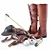 Polo Horse Kit: Boots, Helmet, Knee Pads, Stick, Ball 3D model small image 1