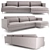 Modern Double Sofa Bed with Peninsula & Aluminum Legs 3D model small image 1