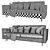 Stylish Blue Velour Sofa 3D model small image 5