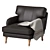 Leather Armchair with Woolen Throw 3D model small image 1