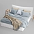 Luxury Linen Bed: Blue Melange Duvet Set 3D model small image 2