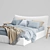 Luxury Linen Bed: Blue Melange Duvet Set 3D model small image 3