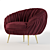 Elegant Round Armchair 3D model small image 1