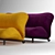 Dumbo Velvet and Leather Sofa 3D model small image 10