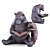 Reading Bears Sculpture: Handcrafted Resin Art 3D model small image 1