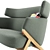 Scandinavian Oak Framed Cordial Sofa 3D model small image 4