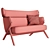 Scandinavian Oak Framed Cordial Sofa 3D model small image 10