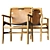 Danish Inspired Leather & Oak Chair 3D model small image 3