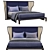 Elegant Double Bed with Upholstered Headboard 3D model small image 1