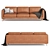 Mid Century Leather Sofa 3D model small image 3