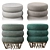 Plush Velvet Ottoman with Gold Base 3D model small image 1
