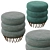 Plush Velvet Ottoman with Gold Base 3D model small image 2