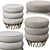 Plush Velvet Ottoman with Gold Base 3D model small image 3