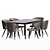 Modern Gray Dining Set 3D model small image 3